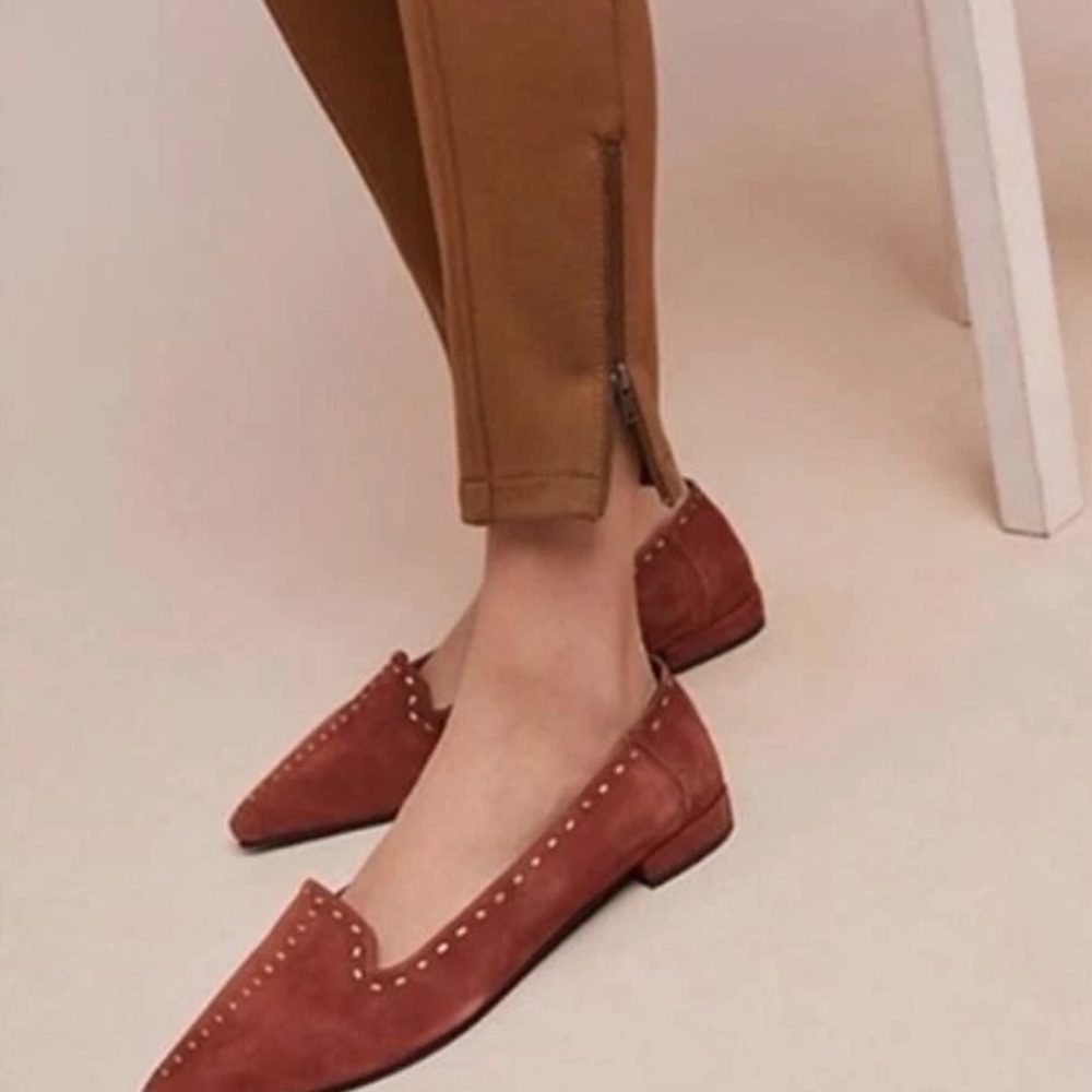 Anthropologie The Essential Slim Ponte Knit Ankle Zip Skinny Pants Size 4 Brown - Picture 3 of 16